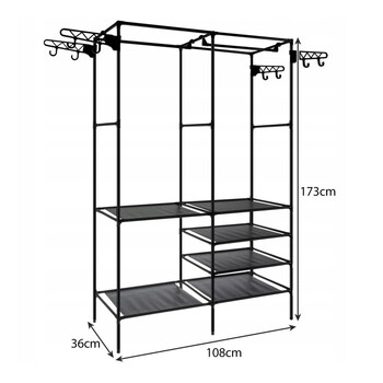Μεταλλική Ανοιχτή Ντουλάπα με 6 Ράφια και 2 Ράγες 173 x 36 x 108 cm Ruhhy 22671