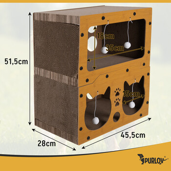 Purlov Ονυχοδρόμιο Γάτας 3-σε-1 διώροφο σπιτάκι 27017