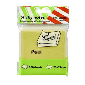 Enlegend Αυτοκόλλητες σημειώσεις 75Χ75, 100φ., κίτρινες neon (ENL-SN75-YE)