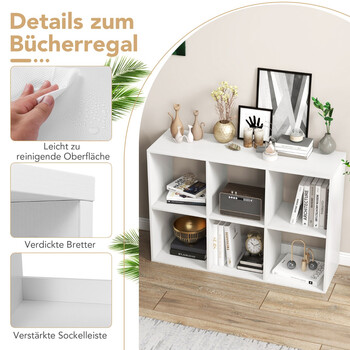 Costway Ράφι Βιβλιοθήκης με 6 Θέσεις Λευκό για Καθιστικό CB10763WH