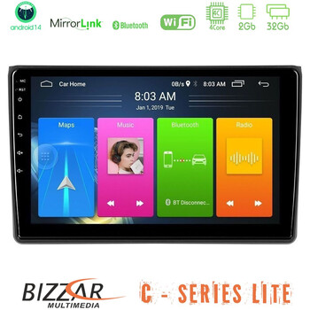 Bizzar c Series Lite 4core Android14 2+32gb  Audi a4 b7 Navigation Multimedia Tablet 9" u-c-Au0827