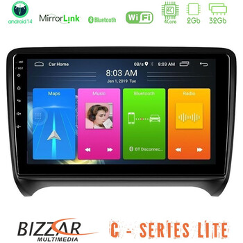 Bizzar c Series Lite 4core Android14 2+32gb  Audi tt b7 Navigation Multimedia Tablet 9" u-c-Au0828