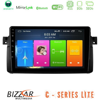 Bizzar c Series Lite 4core Android14 2+32gb  bmw e46 Navigation Multimedia Tablet 9" u-c-Bm0603
