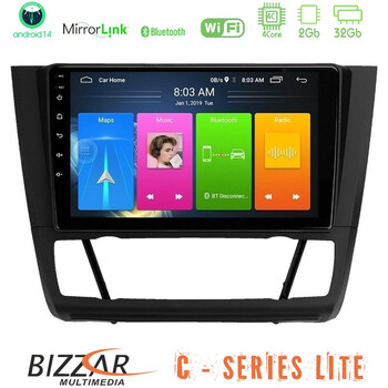 Bizzar c Series Lite 4core Android14 2+32gb  bmw 1series Lite  E81/e82/e87/e88 (Auto A/c) Navigation Multimedia Tablet 9" u-c-Bm1012