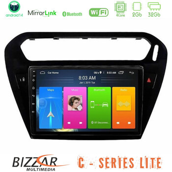 Bizzar c Series Lite 4core Android14 2+32gb  Citroen c-Elysee / Peugeot 301 Navigation Multimedia Tablet 9"   (Μαύρο)) u-c-Ct0070bl