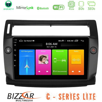 Bizzar c Series Lite 4core Android14 2+32gb  Citroen c4 2004-2010 Navigation Multimedia Tablet 9" u-c-Ct0812