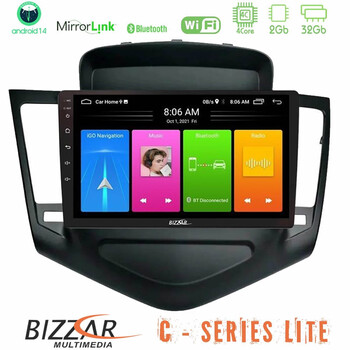 Bizzar c Series Lite 4core Android14 2+32gb     Chevrolet Cruze 2009-2012 Navigation Multimedia Tablet 9"    (Μαύρο) u-c-Cv0045