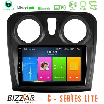 Bizzar c Series Lite 4core Android14 2+32gb  Dacia Sandero 2014-2020 Navigation Multimedia Tablet 9" u-c-Dc0621