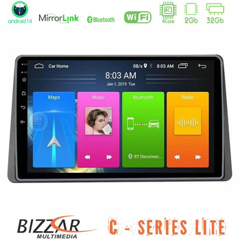 Bizzar c Series Lite 4core Android14 2+32gb  Dacia Duster 2022-> Navigation Multimedia Tablet 9" u-c-Dc2501