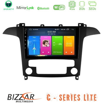 Bizzar c Series Lite 4core Android14 2+32gb  Ford s-max 2006-2012 Navigation Multimedia Tablet 9" u-c-Fd409