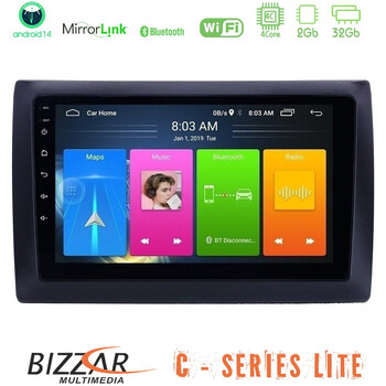 Bizzar c Series Lite 4core Android14 2+32gb  Fiat Stilo Navigation Multimedia Tablet 9" u-c-Ft0824