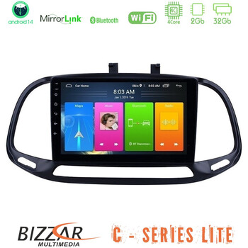 Bizzar c Series Lite 4core Android14 2+32gb  Fiat Doblo 2015-2022 Navigation Multimedia Tablet 9" u-c-Ft0909