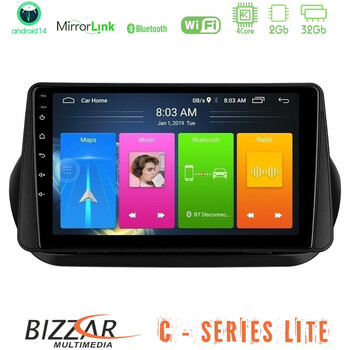 Bizzar c Series Lite 4core Android14 2+32gb  Fiat Fiorino/citroen Nemo/peugeot Bipper Navigation Multimedia Tablet 9" u-c-Ft1025
