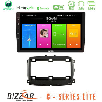 Bizzar c Series Lite 4core Android14 2+32gb   Fiat 500 2016> Navigation Multimedia Tablet 9" u-c-Ft1150