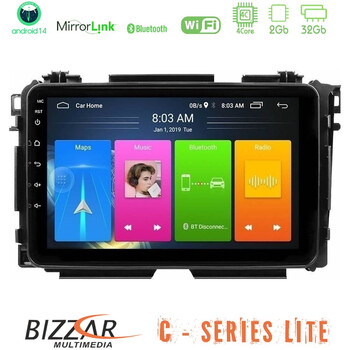 Bizzar c Series Lite 4core Android14 2+32gb  Honda hr-v Navigation Multimedia Tablet 9" u-c-Hd0285