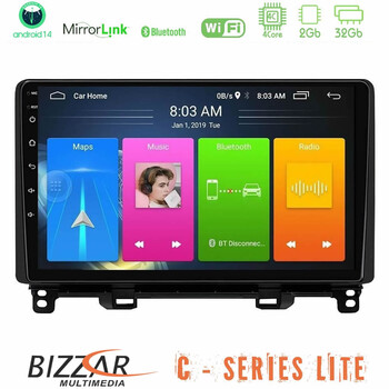 Bizzar c Series Lite 4core Android14 2+32gb  Honda Jazz 2021-2025 Navigation Multimedia Tablet 9" u-c-Hd0363