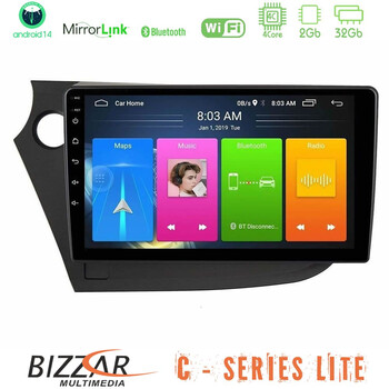 Bizzar c Series Lite 4core Android14 2+32gb  Honda Insight 2009-2015 Navigation Multimedia Tablet 9" u-c-Hd0821