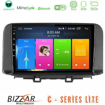 Bizzar c Series Lite 4core Android14 2+32gb  Hyundai Kona 2018-2023 Navigation Multimedia Tablet 10" u-c-Hy0342