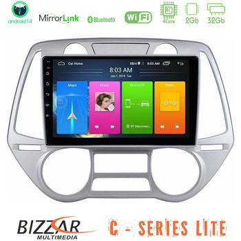 Bizzar c Series Lite 4core Android14 2+32gb  Hyundai i20 2009-2012 Auto a/c Navigation Multimedia Tablet 9" u-c-Hy0709