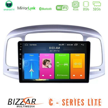Bizzar c Series Lite 4core Android14 2+32gb  Hyundai Accent 2006-2011 Navigation Multimedia Tablet 9" u-c-Hy0711