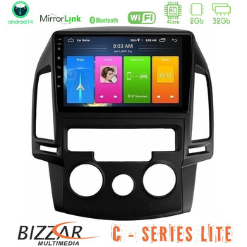 Bizzar c Series Lite 4core Android14 2+32gb  Hyundai i30 2007-2012 Manual a/c Navigation Multimedia Tablet 9" u-c-Hy0799