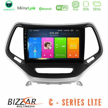 Bizzar c Series Lite 4core Android14 2+32gb  Jeep Cherokee 2014-2019 Navigation Multimedia Tablet 9" (Ασημί Χρώμα) u-c-Jp0077s