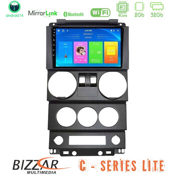 Bizzar c Series Lite 4core Android14 2+32gb  Jeep Wrangler 2door 2008-2010 Navigation Multimedia Tablet 9" u-c-Jp022n