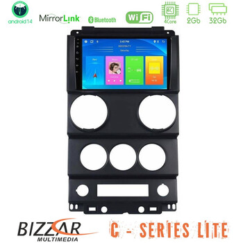 Bizzar c Series Lite 4core Android14 2+32gb  Jeep Wrangler 2door 2008-2010 Navigation Multimedia Tablet 9" u-c-Jp1037