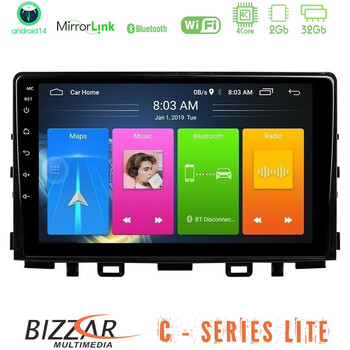 Bizzar c Series Lite 4core Android14 2+32gb  kia Stonic Navigation Multimedia Tablet 9" u-c-Ki0545