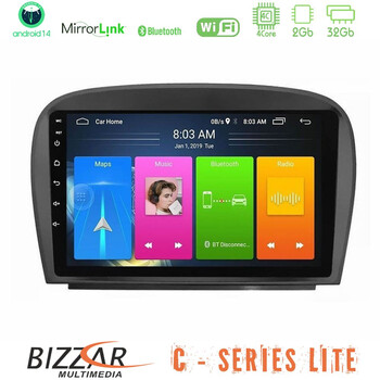 Bizzar c Series Lite 4core Android14 2+32gb  Mercedes sl Class 2005-2011 Navigation Multimedia Tablet 9" u-c-Mb0479