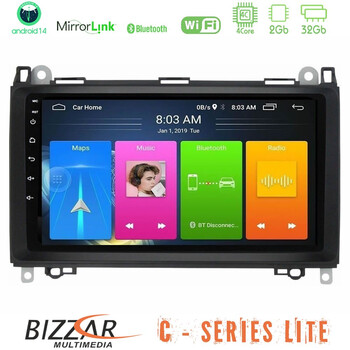 Bizzar c Series Lite 4core Android14 2+32gb  Mercedes A/b/vito/sprinter Class Navigation Multimedia Tablet 9" u-c-Mb0759