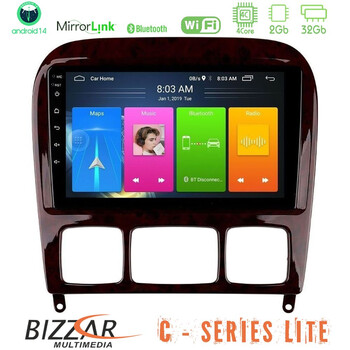 Bizzar c Series Lite 4core Android14 2+32gb  Mercedes s Class 1999-2004 (W220) Navigation Multimedia Tablet 9" u-c-Mb0765