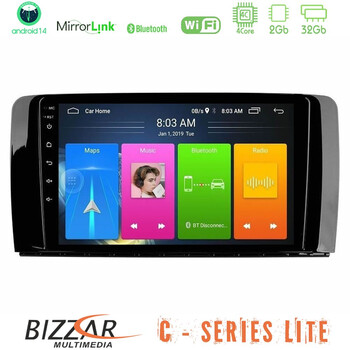 Bizzar c Series Lite 4core Android14 2+32gb  Mercedes r Class Navigation Multimedia Tablet 9" u-c-Mb0781