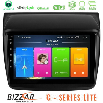 Bizzar c Series Lite 4core Android14 2+32gb  Mitsubishi L200 Navigation Multimedia Tablet 9" u-c-Mt0314