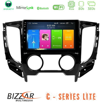 Bizzar c Series Lite 4core Android14 2+32gb  Mitsubishi L200 2016-> Amp; Fiat Fullback (Manual A/c) Navigation Multimedia Tablet 9" u-c-Mt0620