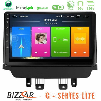 Bizzar c Series Lite 4core Android14 2+32gb  Mazda 2 2014-2021 Navigation Multimedia Tablet 9" u-c-Mz1091