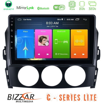 Bizzar c Series Lite 4core Android14 2+32gb  Mazda mx-5 2006-2008 Navigation Multimedia Tablet 9" u-c-Mz1171