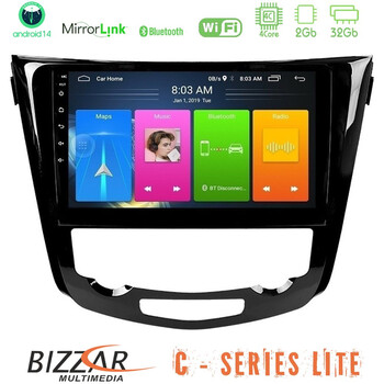 Bizzar c Series Lite 4core Android14 2+32gb  Nissan Qashqai j11 (Auto A/c) Navigation Multimedia Tablet 10" u-c-Ns0004a