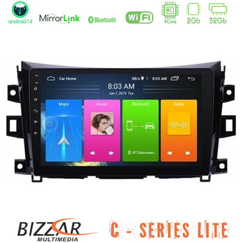 Bizzar c Series Lite 4core Android14 2+32gb  Nissan Navara Np300 Navigation Multimedia Tablet 9" u-c-Ns0340