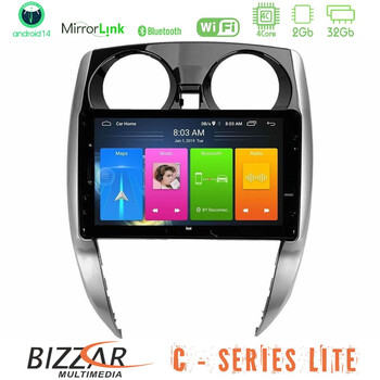 Bizzar c Series Lite 4core Android14 2+32gb  Nissan Note 2013-2018 Navigation Multimedia Tablet 10" u-c-Ns0481