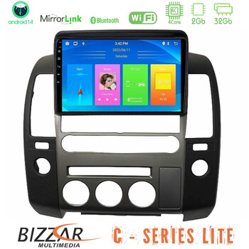 Bizzar c Series Lite 4core Android14 2+32gb   Nissan Navara d40 2006-2012 (με Εργ.οθόνη) Navigation Multimedia Tablet 9" u-c-Ns1340