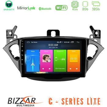 Bizzar c Series Lite 4core Android14 2+32gb  Opel Corsa E/adam Navigation Multimedia Tablet 9" u-c-Op0425