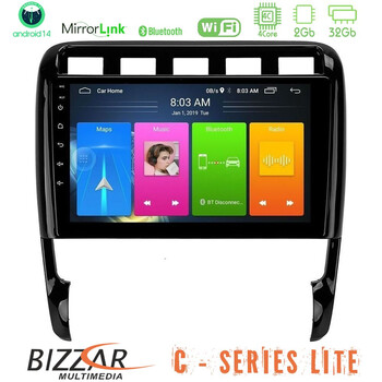 Bizzar c Series Lite 4core Android14 2+32gb  Porsche Cayenne 2003-2010 Navigation Multimedia Tablet 9" u-c-Pc0956