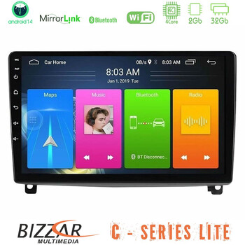 Bizzar c Series Lite 4core Android14 2+32gb  Peugeot 407 Navigation Multimedia Tablet 9" u-c-Pg1119