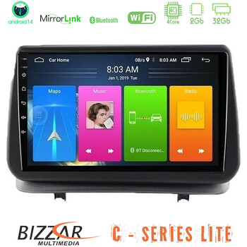 Bizzar c Series Lite 4core Android14 2+32gb  Renault Clio 2005-2012 Navigation Multimedia Tablet 9" u-c-Rn0003