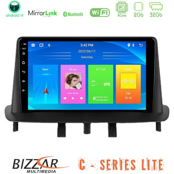 Bizzar c Series Lite 4core Android14 2+32gb  Renault Megane 3 2009-2013 Navigation Multimedia Tablet 9" u-c-Rn0718