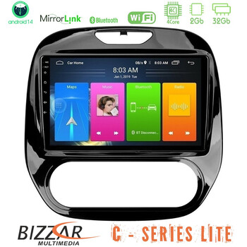 Bizzar c Series Lite 4core Android14 2+32gb  Renault Captur 2013-2019 (Manual ac) Navigation Multimedia Tablet 9" u-c-Rn748m