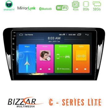 Bizzar c Series Lite 4core Android14 2+32gb  Skoda Octavia 7 Navigation Multimedia Tablet 10" u-c-Sk007