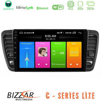Bizzar c Series Lite 4core Android14 2+32gb  Subaru Legacy/outback 2002-2008 Navigation Multimedia Tablet 9" u-c-Su0969