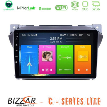 Bizzar c Series Lite 4core Android14 2+32gb  Suzuki Alto Amp; Nissan Pixo Navigation Multimedia Tablet 9" u-c-Sz0423